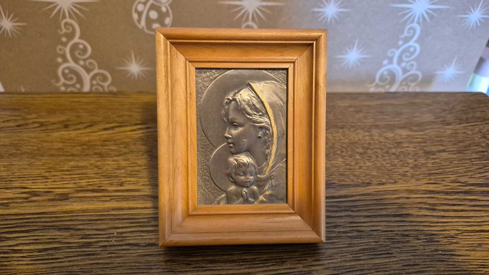 Płaskorzeźba srebrna pozłacana