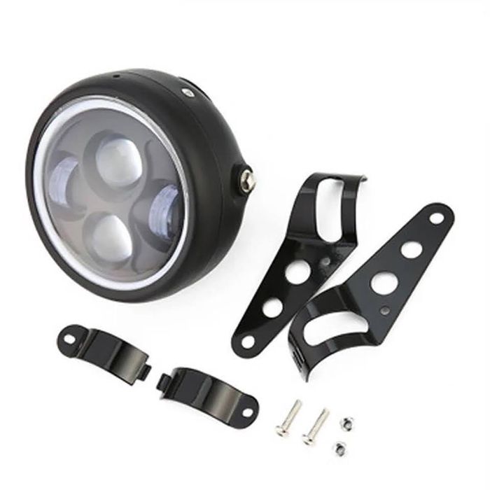Farol LED redondo 6.5 pol cafe racer 40W médios/máximos