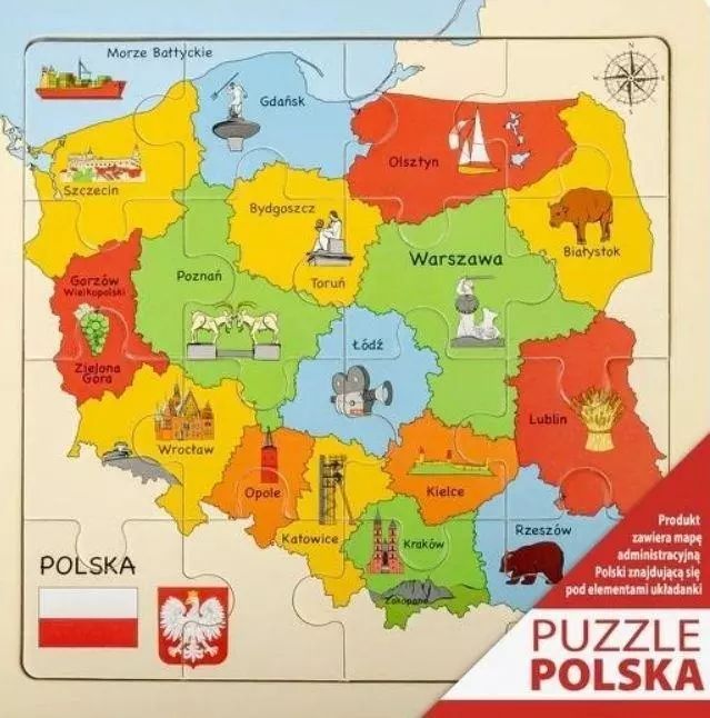 Puzzle Mapa drewniane 25x25cm. Daffi. Nowy Produkt