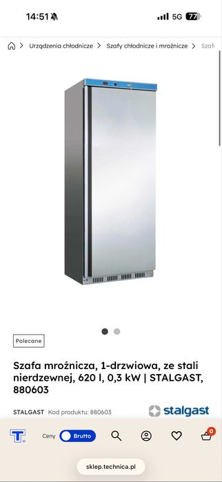 Szfa mroźnicza stalgast 620l 880603
