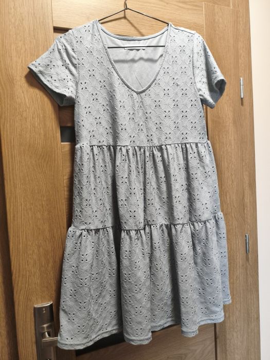 Niebieska sukienka ażurowe wzory sinsay s m 36 38 baby blue