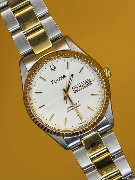 Bulova daydate ceramic dial two tone quartz rzadki zegarek oryginał