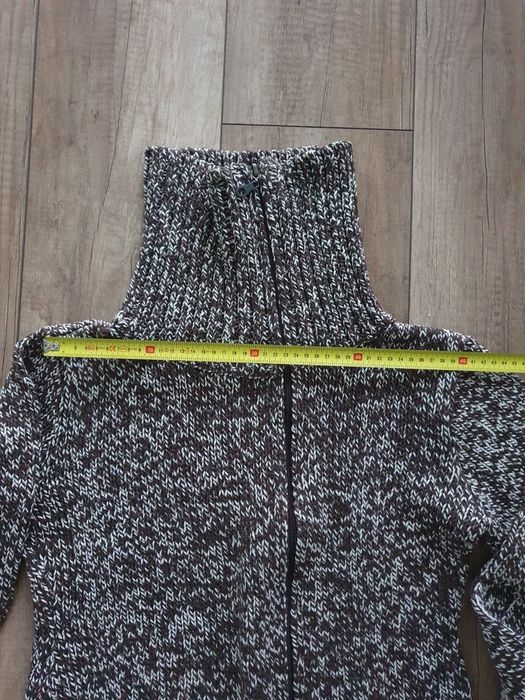 Sweter golf damski Oversize brązowy biały melanż