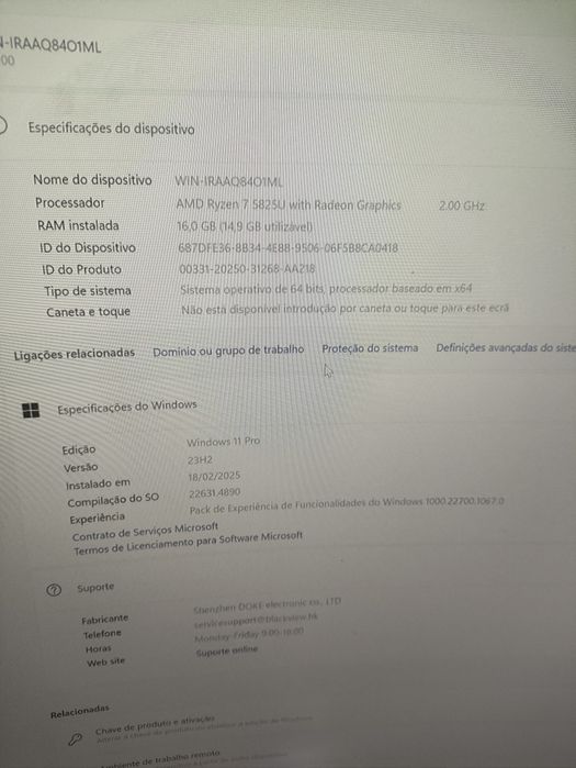 Blackview ryzen 7 16 gb RAM NOVO