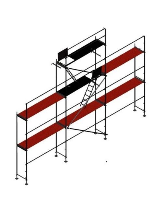 Rusztowanie Plettac 60m2 Elewacyjne Fasadowe Zestaw Kompleksowy na ścianę szczytową o wymiarach 9x8 docieplenia  elewacje  termomodernizacje dekarstwo