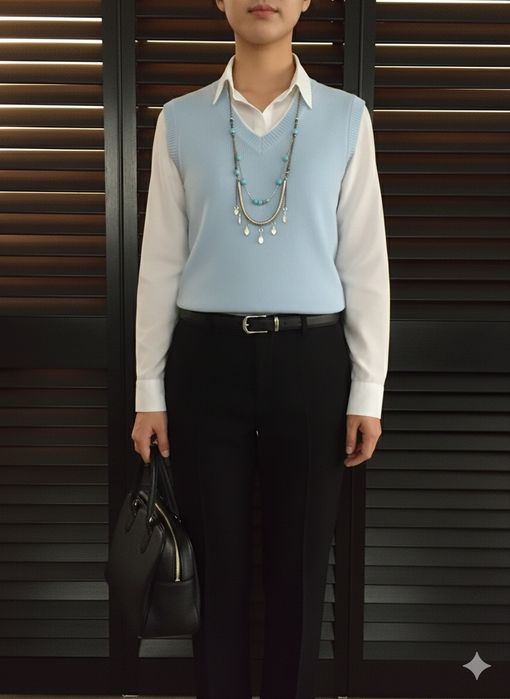 Colete azul com risca branca - Britvi Woman - Tamanho M