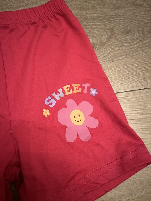 Zestaw komplet dziewczęcy krótkie spodenki tshirt koszulka 86-98cm 2-3