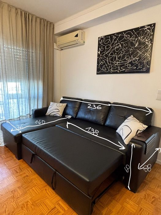 Sofá cama chaise e arrumação