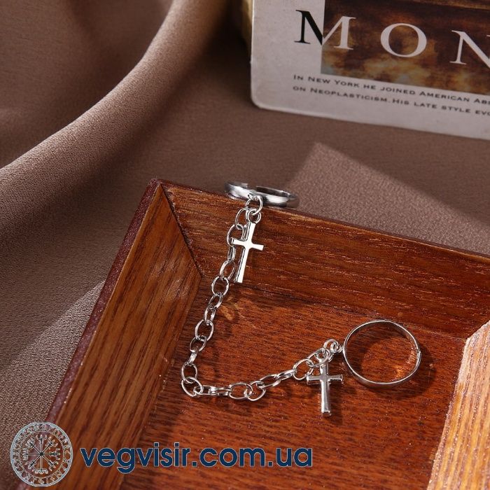 Винтажные кольца кресты набор колец 2шт соединены цепочкой регулируемы