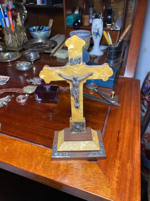 Crucifixo Cristo Prata Portuguesa contrastada Centenária Arte Sacra