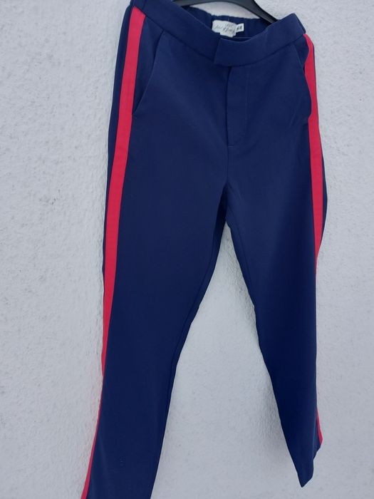 Spodnie granatowe z lampasem H&M rozmiar 32