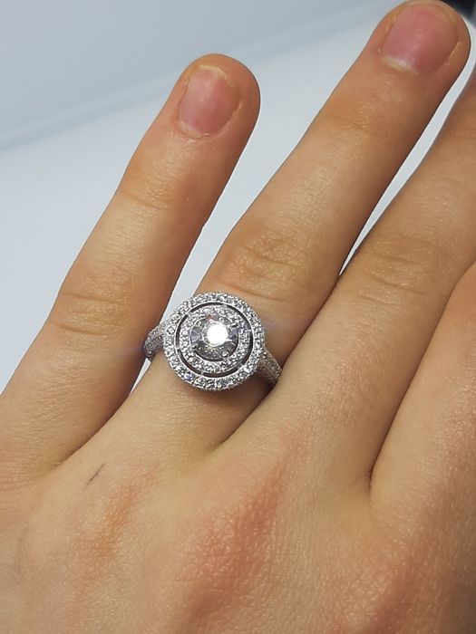 GIA 2.16 ct F/ VVS1 натуральные бриллианты, золото 750 проба ,кольцо