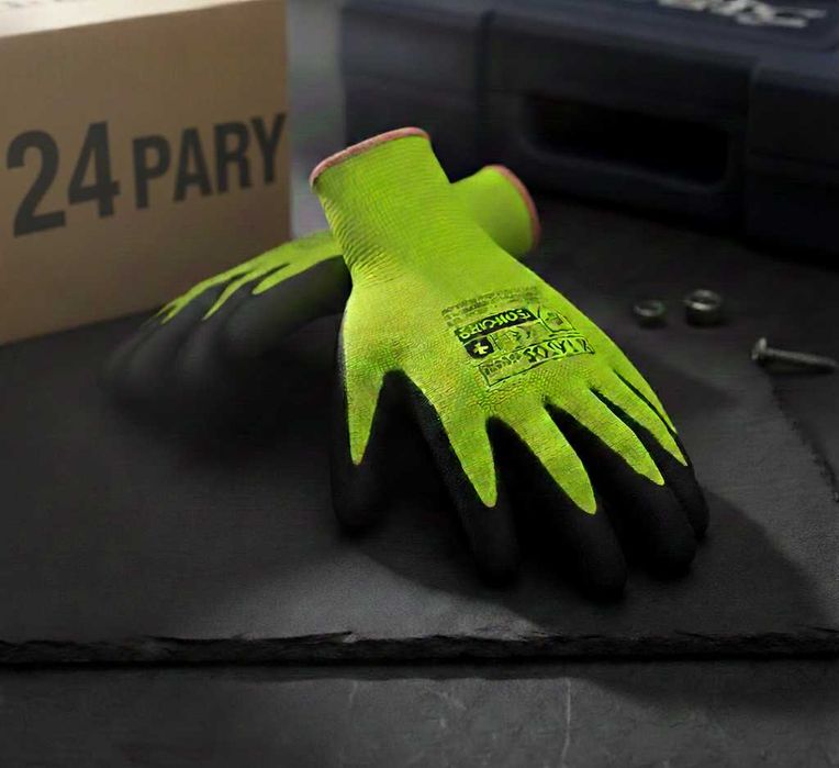 Rękawiczki Robocze Rękawice Powlekane Neon 24 PARY - Rozm. 8 (M)