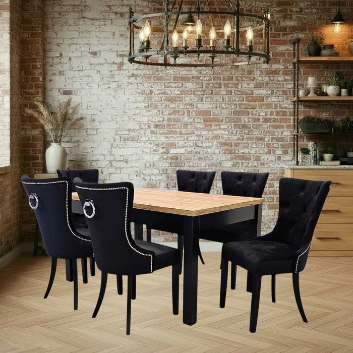 Krzesło krzesła do jadalni z kołatką pinezkami pikowane glamour salon