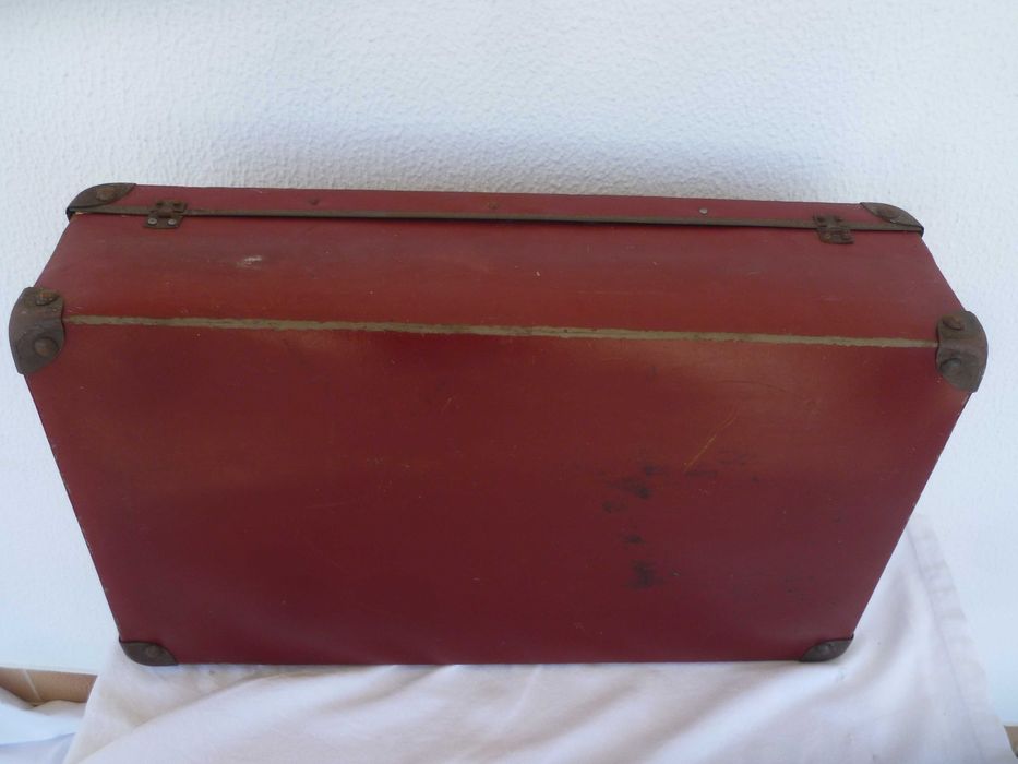 ANTIGA Mala de viagem de cartão e madeira  VINTAGE dos anos 30 - 50