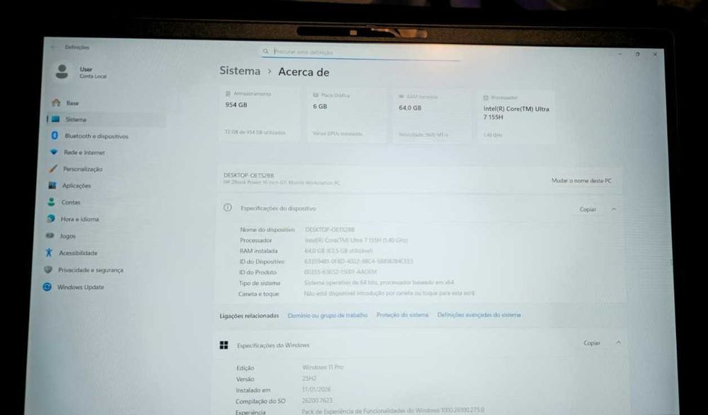 HP ZBook Power G11 Ultra 7 | 64GB RAM | RTX 1000 | Garantia até 2028