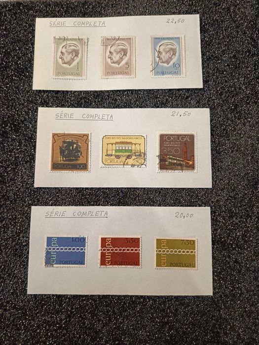 series completas de selos usados vários anos.