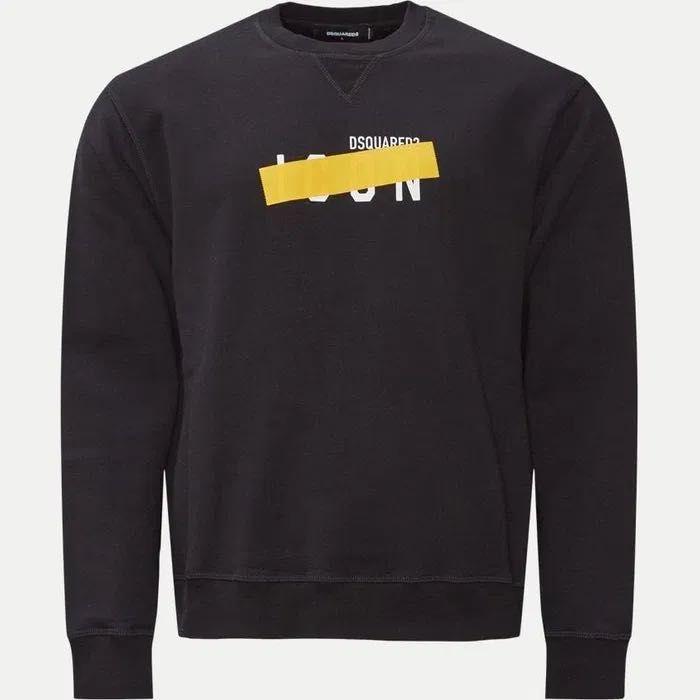 Bluza DSQUARED2 Be Icon Yellow Tape Sweatshirt Black original!