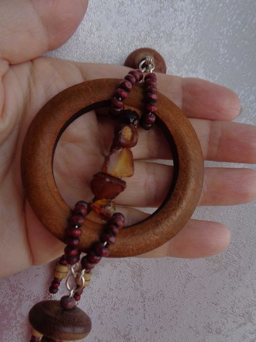 подар намисто 60см підвіс 16см нат бурштин дерево ручн роб