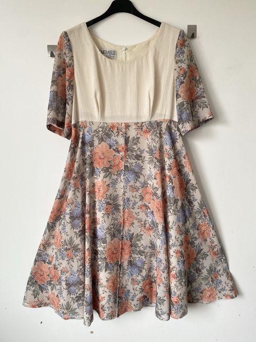 Sukienka vintage kwiaty midi retro babcina