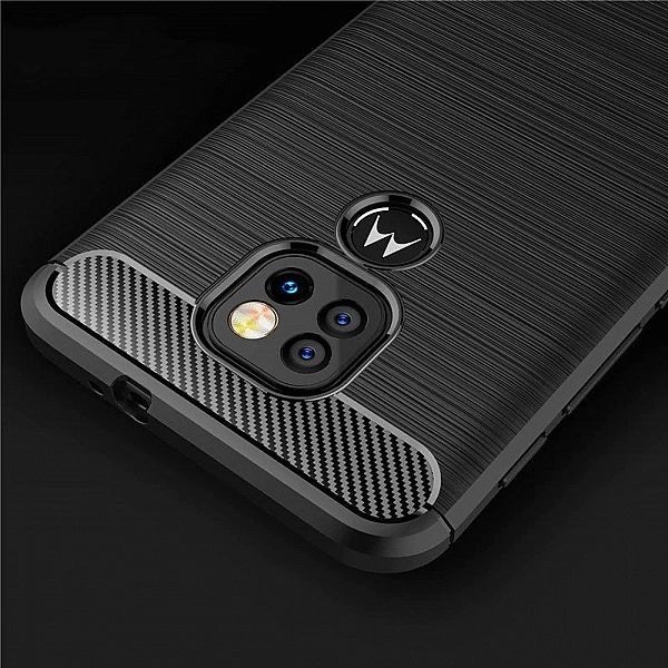 Etui Carbon + Szkło Płaskie do Motorola Moto G9 Play / E7 Plus