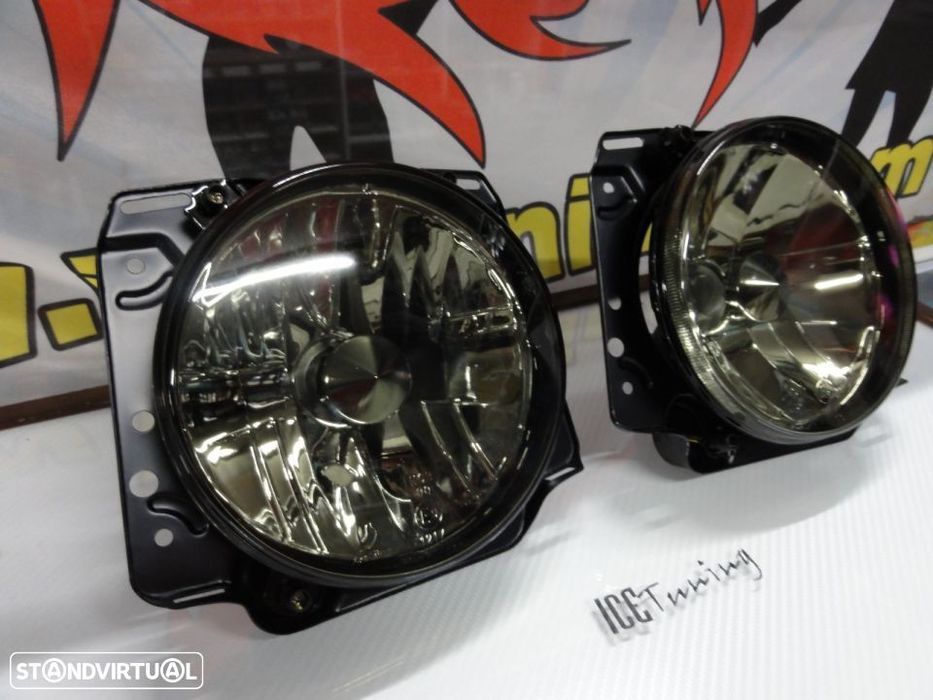 Farois frontais com luz branca 5000k para VW Golf 2 / II com fundo preto / Smoke