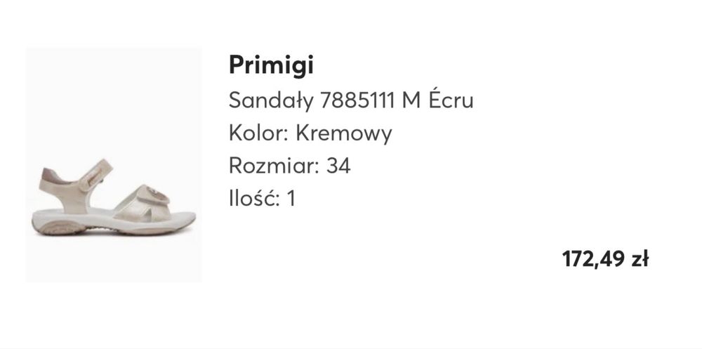 Sandały skórzane kremowy, złoty Primigi rozm.34