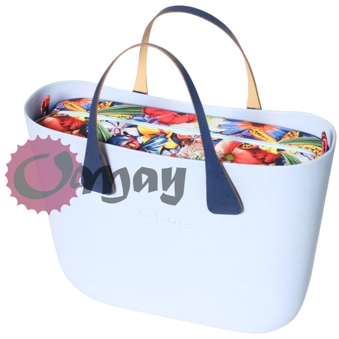 Niebieski organizer do OBAG STANDARD kwiaty błękit 2 kieszenie OMAY