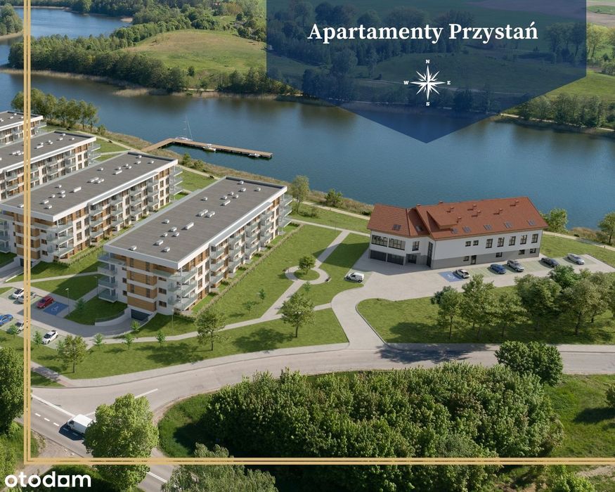 Apartamenty Przystań Olecko, 58 m², Sypialnia, Salon, Garderoba, Taras