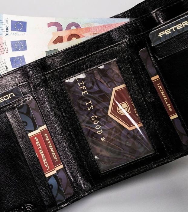 skórzany portfel damski na bigiel i zatrzask - peterson