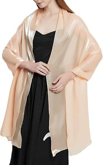 Szalik damski duży 60x220cm różowy paszmina chusta jedwabny polyester