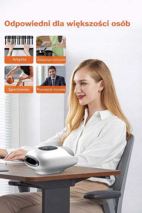 Elektryczny masażer dłoni kompresja powietrzna relaks premium