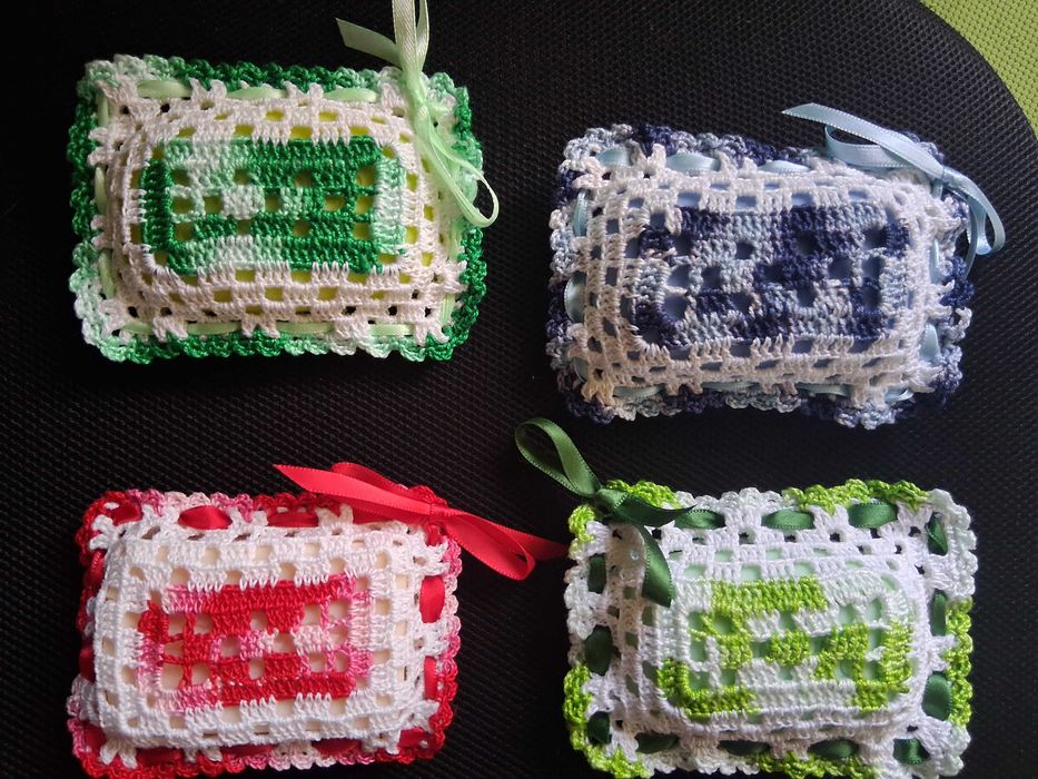 Porta sabonetes em croché, diversas cores