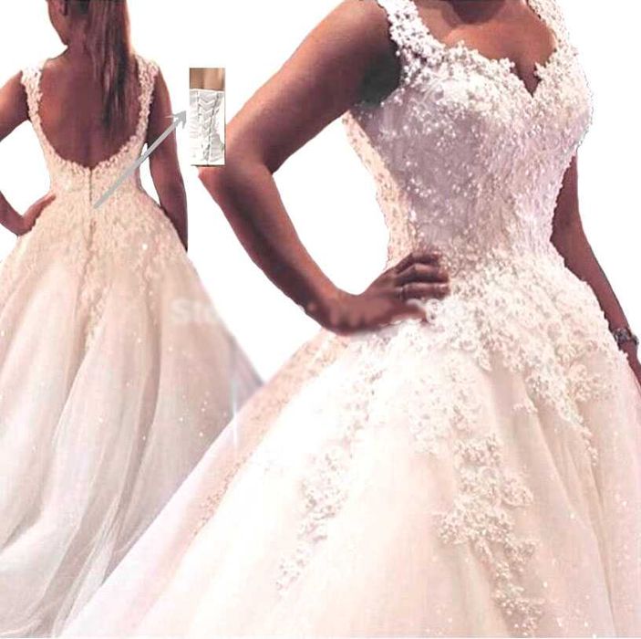 suknia ślubna tiul koronka perły 34, 36, 38, 40, 42, 44, 46, 48, 50