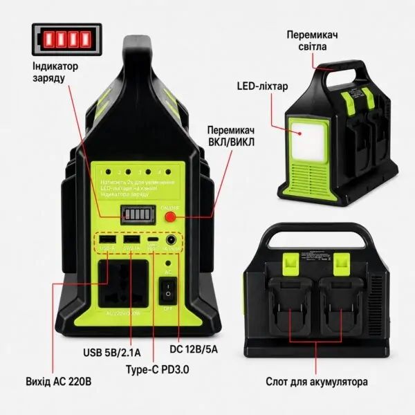 Перетворювач напруги (UIN2) 300W з 12V на 220V Компактний і потужний інвертор