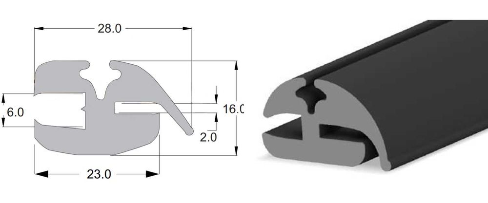 Uszczelka szyby NTBOPL z klinem i płaszczem koparka ładowarka T-25