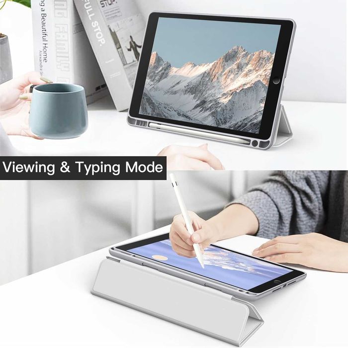 JETech iPad 10.2'' 7 8 9 etui pancerne stojak Smart Cover pencil srebn