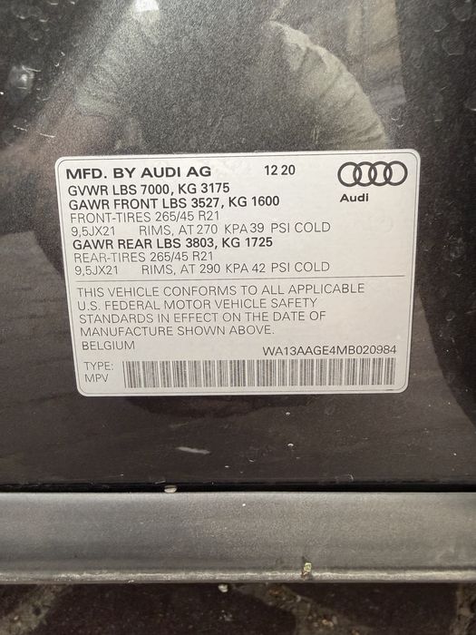 Audi e-tron 2020 VIN WA13AAGE4MB020984 фото оголошення 20 з 22