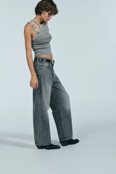 Джинси baggy balloon із середньою посадкою zara зара