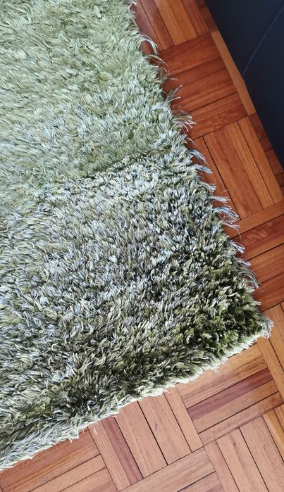 Tapete verde, de algodão para hall de entrada