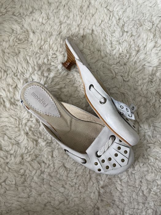 Skorzane skora klapki czolenka buty na obcasie kaczuszka niskie obcasy