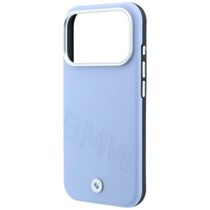 Etui BMW Sign Inclined Deboss Letters MagSafe do iPhone 18 Pro Max / 17 Pro Max niebieski