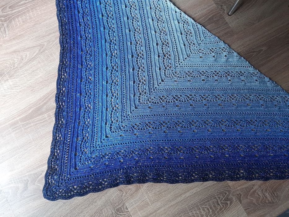 Chusta na szydełku szal brokat shine