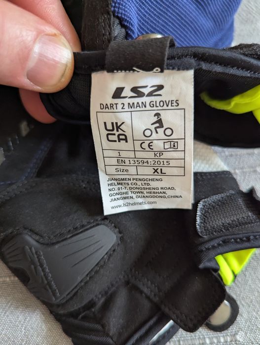 Кожаные мотоциклетные перчатки Ls2 Dart 2 Gloves Blue Hv Yellow. XL