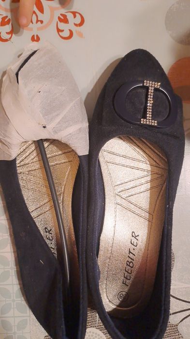 Baleriny, czółenka zamsz 38