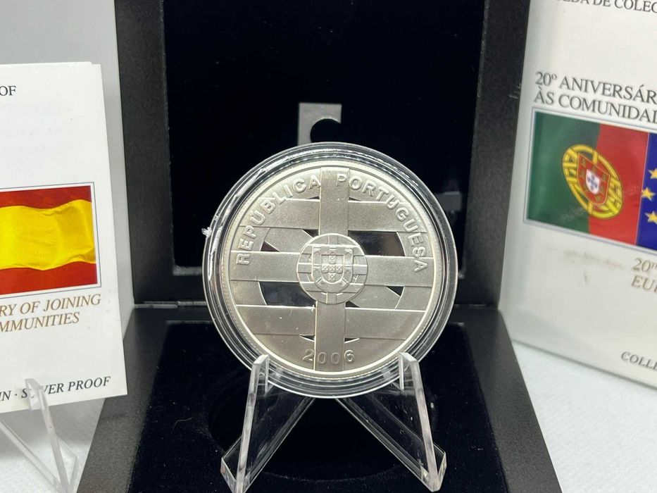 Portugal 2006 - Estojo 10 Euros Prata Proof 20º Aniv Adesão Portugal e Espanha à Com Europeia