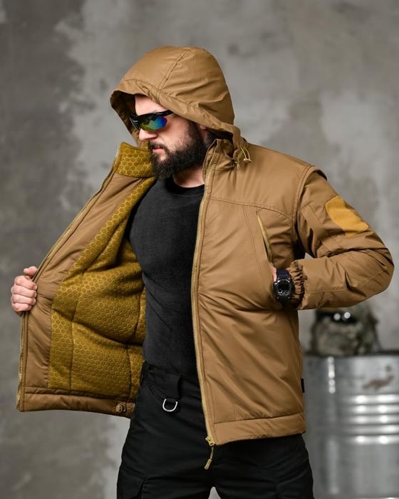 Куртка койот, черныя зимняя мужская 7.62, зимняя тактическая куртка