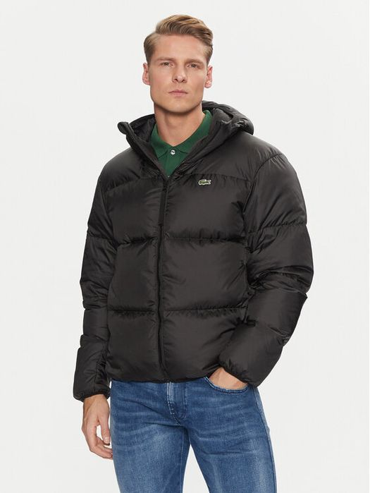 Kurtka puchowa z logo w kolorze czarnym Lacoste L