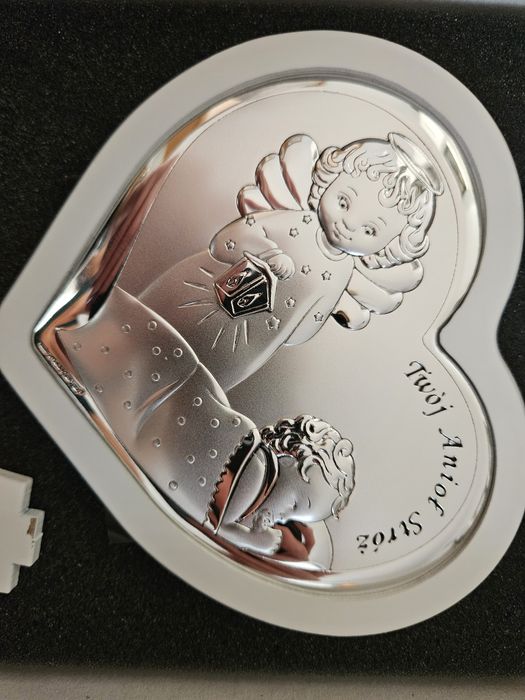 NOWA Pamiątka chrztu, anioł stróż srebro