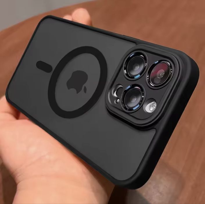 Capa de proteção de lente para iphone 11 12 13 proa mx mini 15 16 plus iphone 16 15 14 fosco translucido magsafe capa de carga sem fio